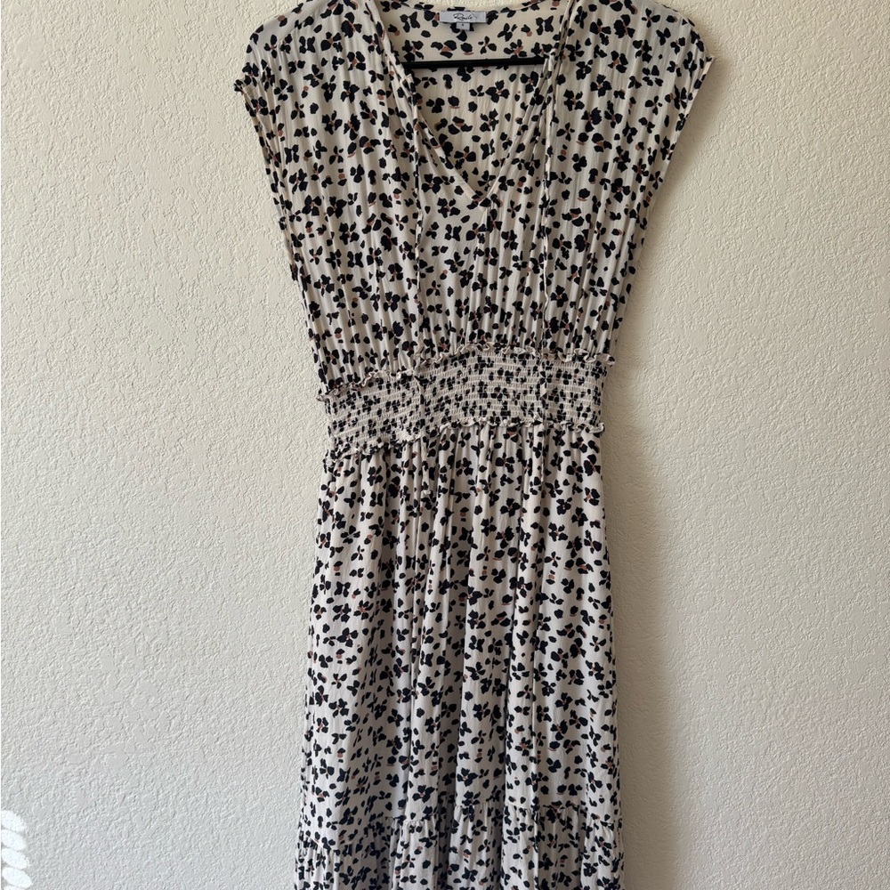 Chic Black and White Floral Midi Dress